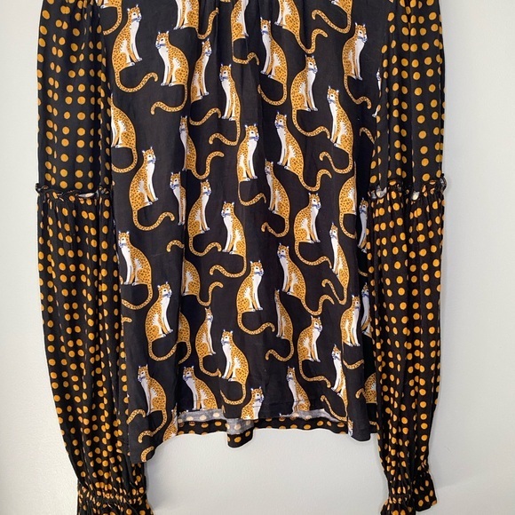 Anthropologie Tops - Anthropologie Blink London Womens Top Cheetah Polka Dot Long Sleeve Size medium